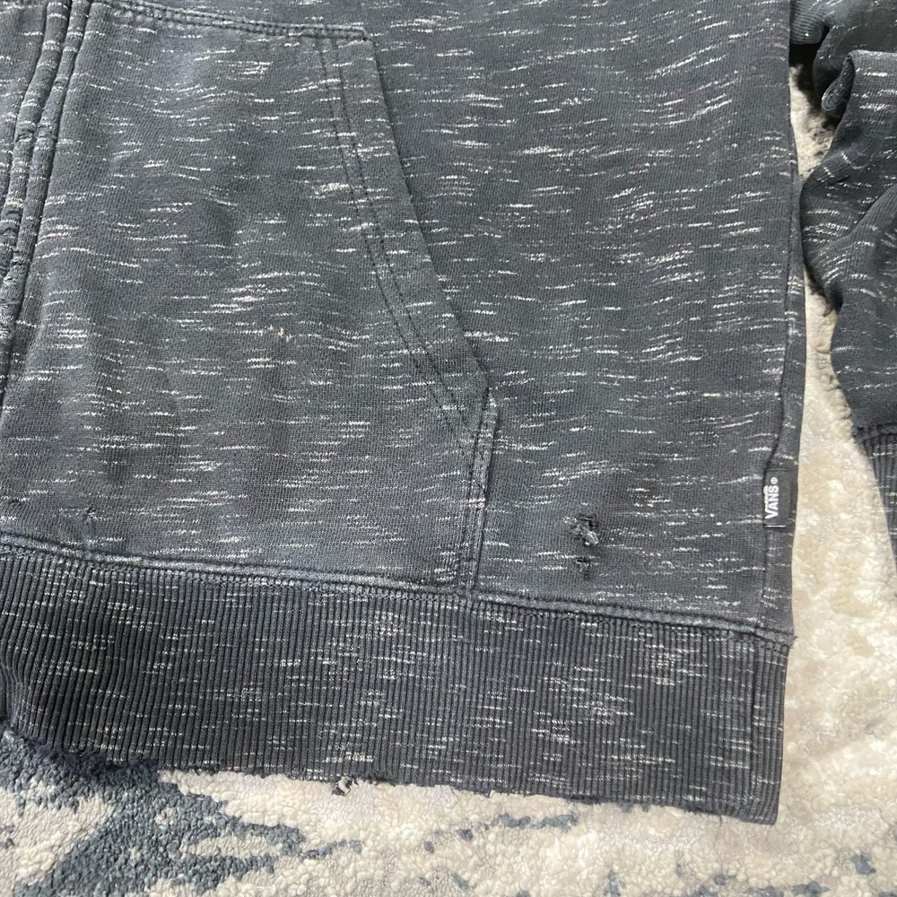 Vintage Y2K Vans Mens L thrashed Dark Grey Heather Full Zip Logo Hoodie - Picture 3 of 8